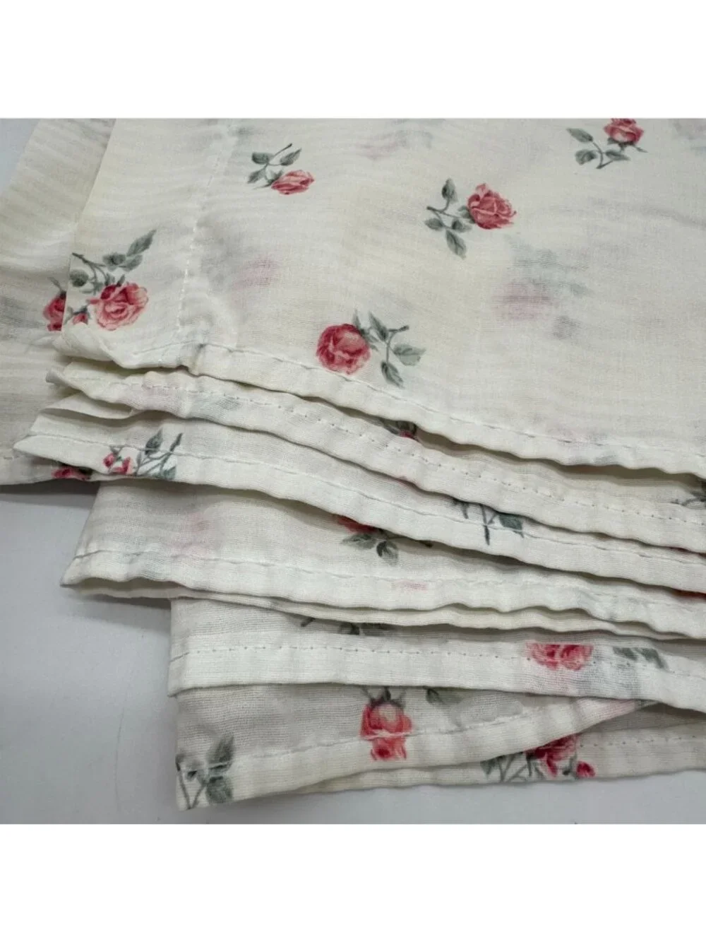 Vintage Cannon White Rose Floral Cotton No Iron Flat Full Double Sheet Bedding